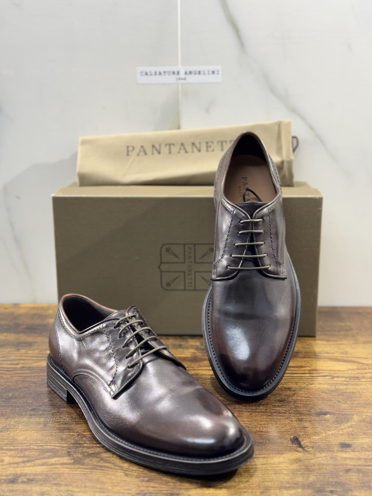 Pantanetti Derby Uomo Pelle Tabacco Casual Luxury Men Shoe 43