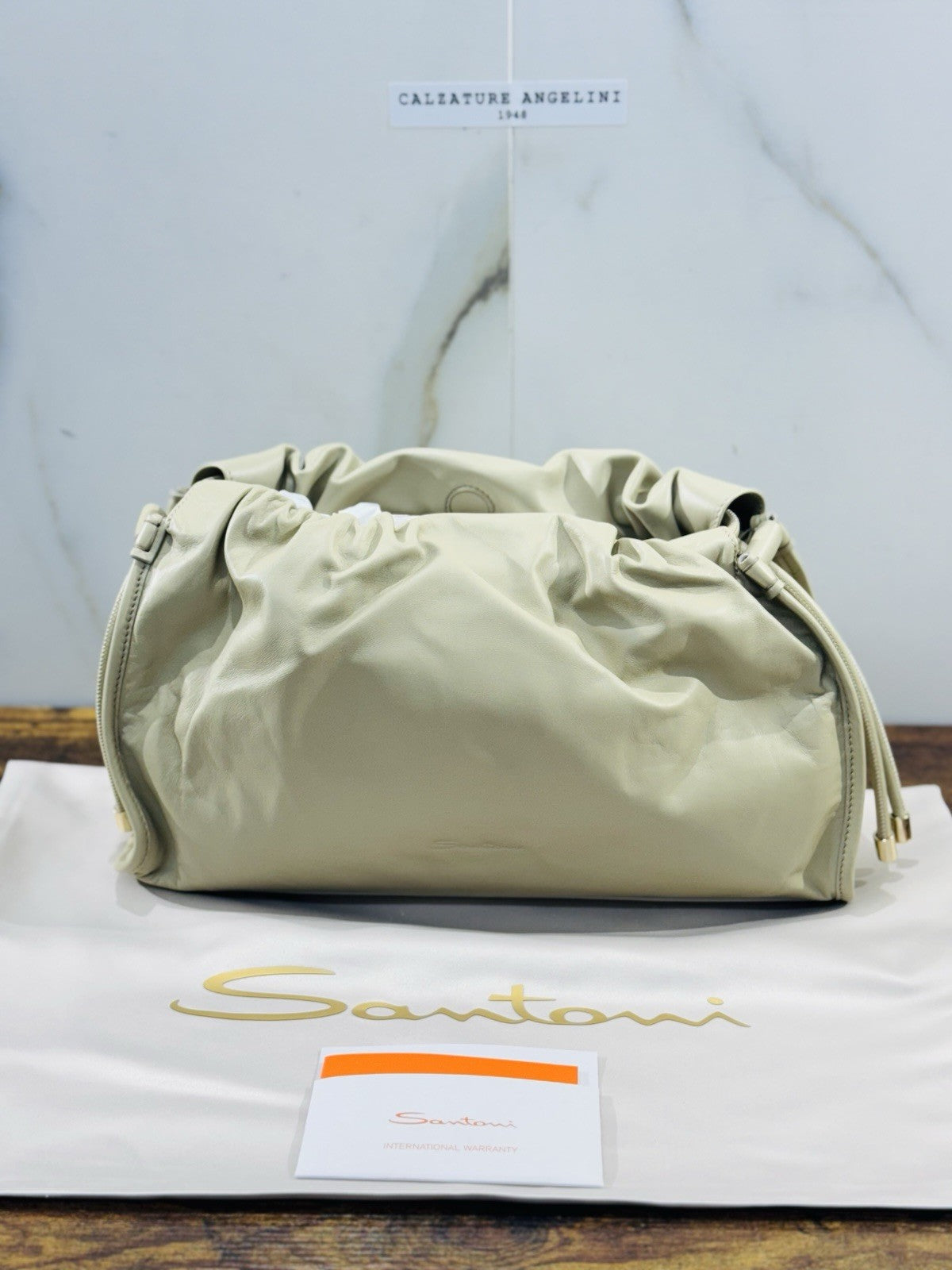 Santoni Borsa Nappa Pelle Verde Luxury Bag Santoni Pochette Donna 