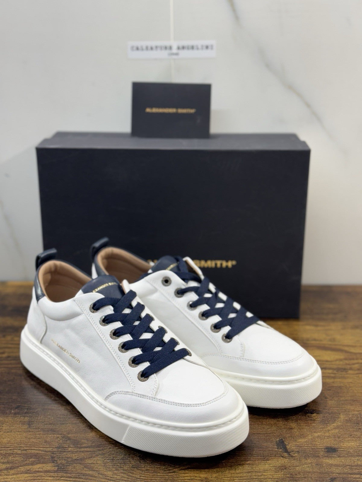 Alexander Smith Sneaker Bond Pelle Bianca Blu Uomo 44