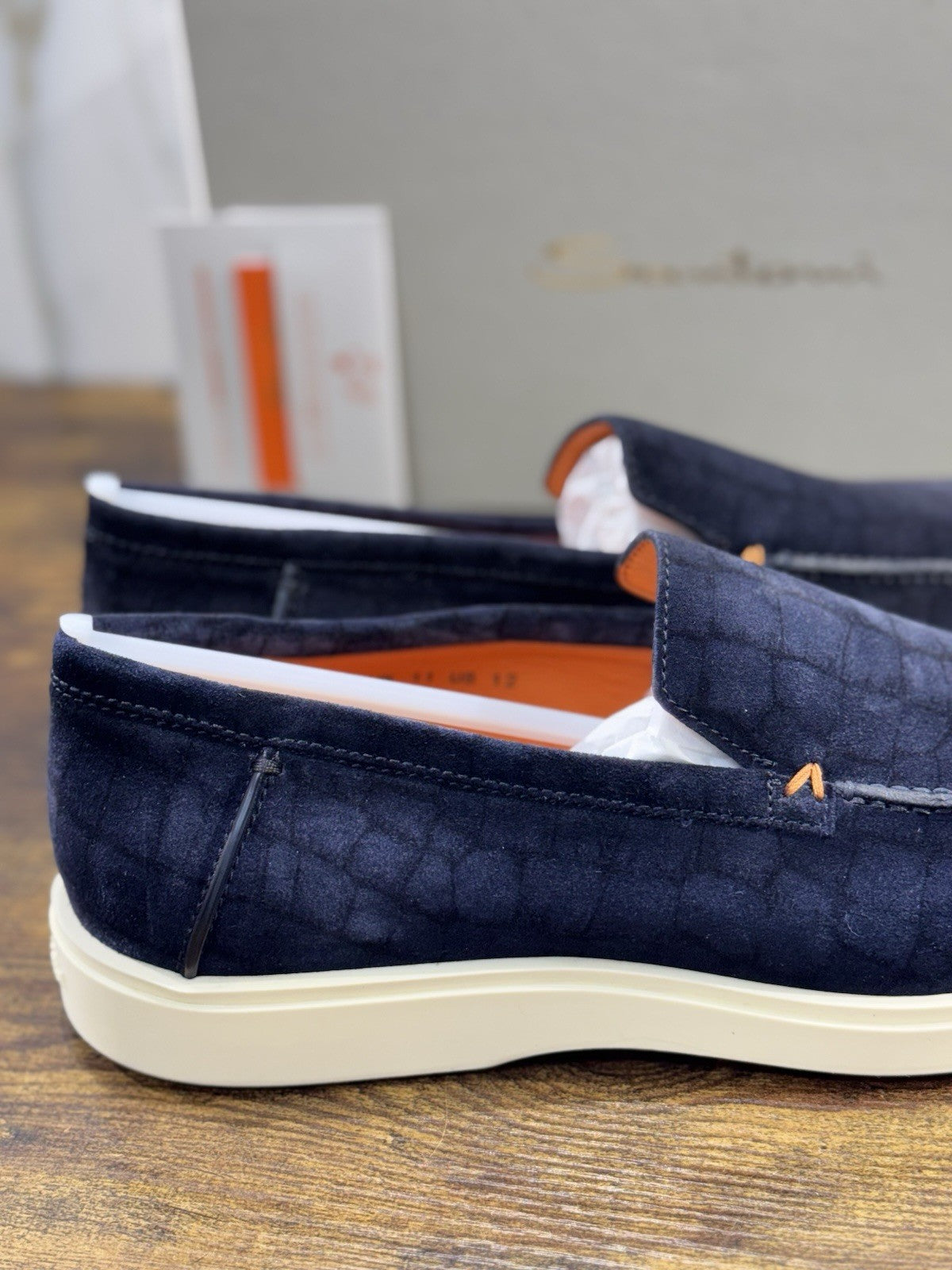 Santoni Mocassino Summer Walk Suede Blu Luxury Santoni Scarpe Uomo 45