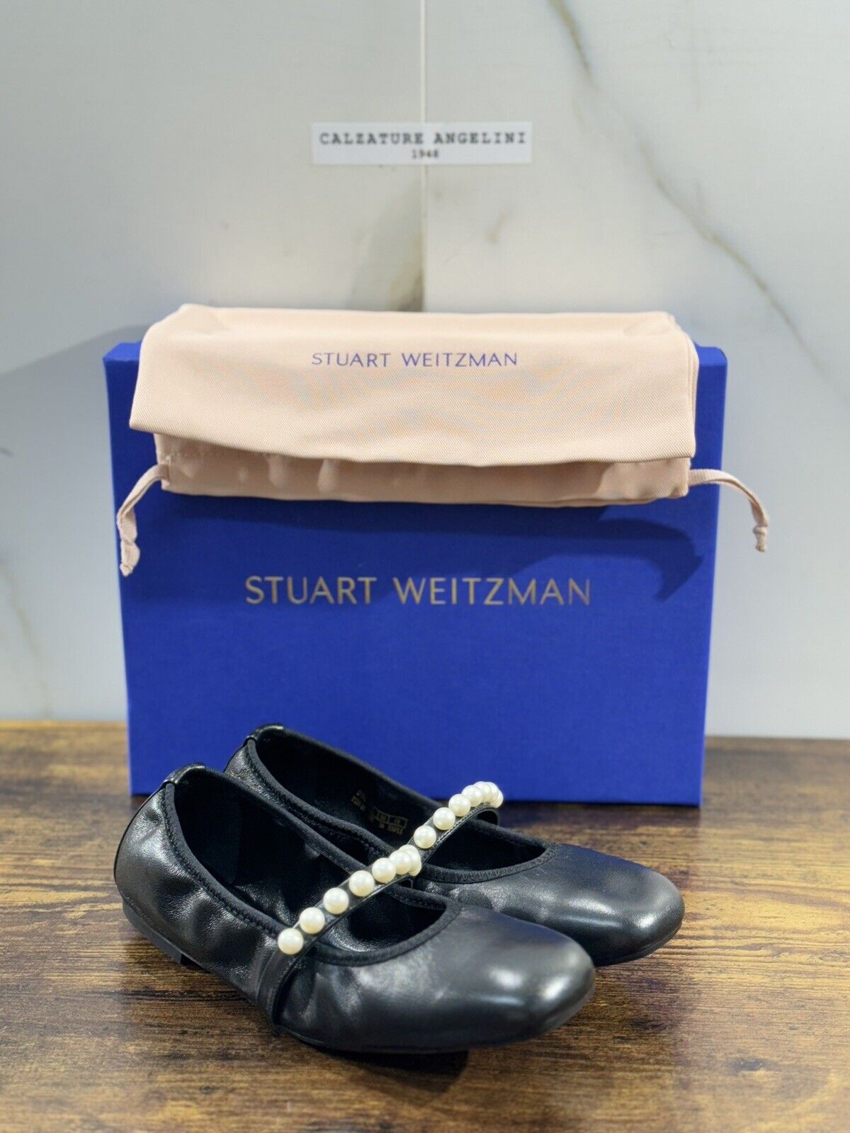 stuart weitzman Goldie Ballet Flat Nera Pelle  Luxury Woman Shoes Ballerina 36