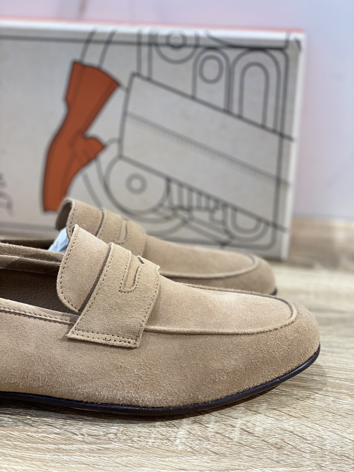 Il Mocassino Scarpa Uomo Tasca In Suede Sabbia Luxury Men Shoes 42.5
