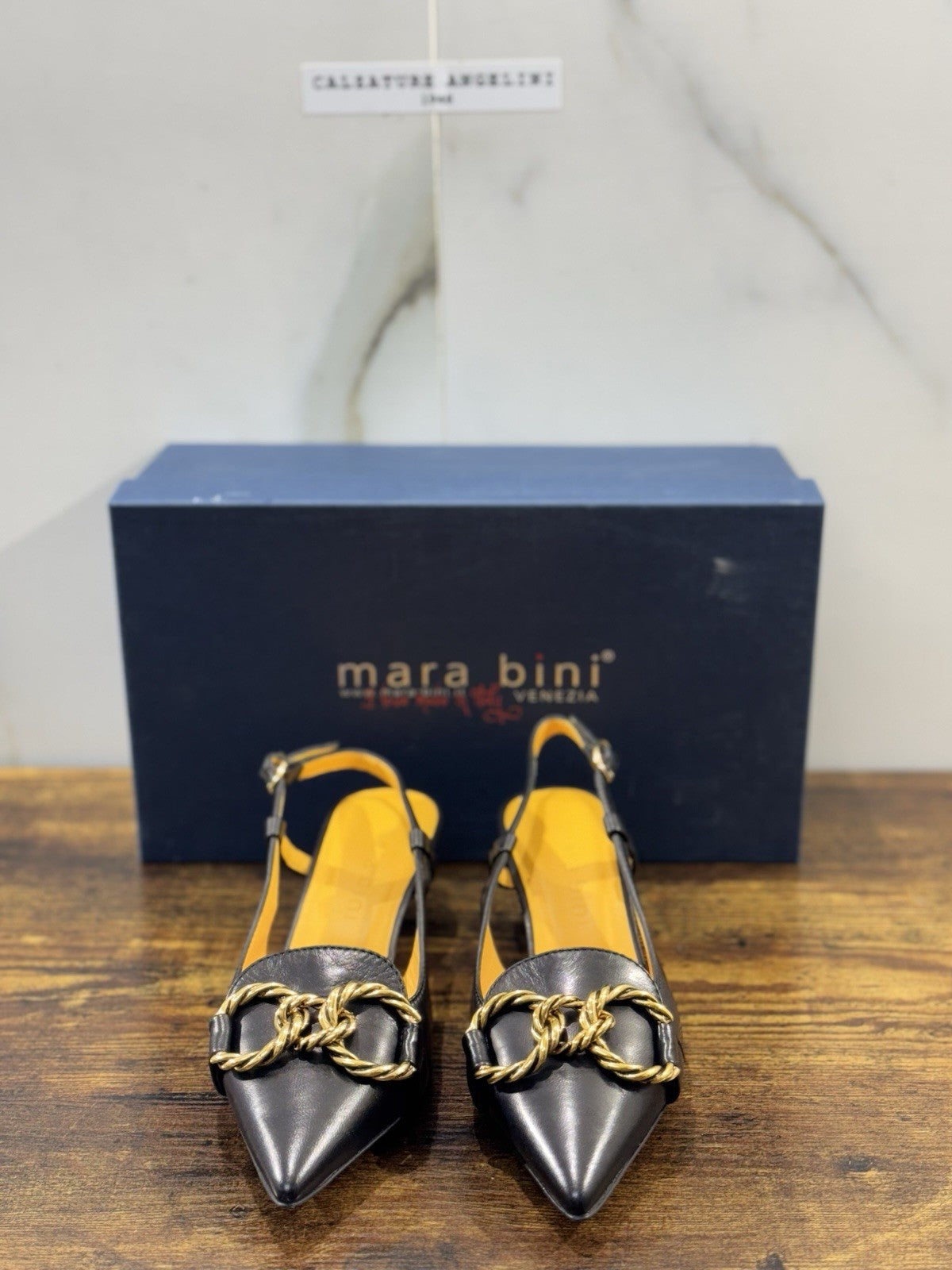 Mara Bini Sling Back Donna Pelle Nero Con tacco 41