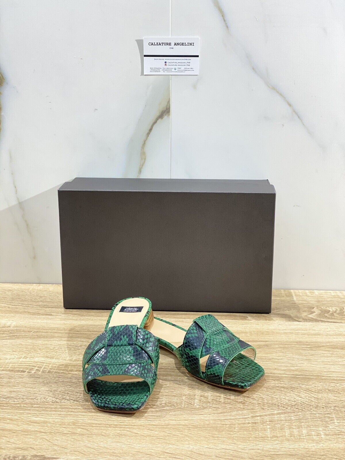 Roberto Botticelli Sandalo Donna Ciabatta Luxury 1 Linea In Pelle Verde   36