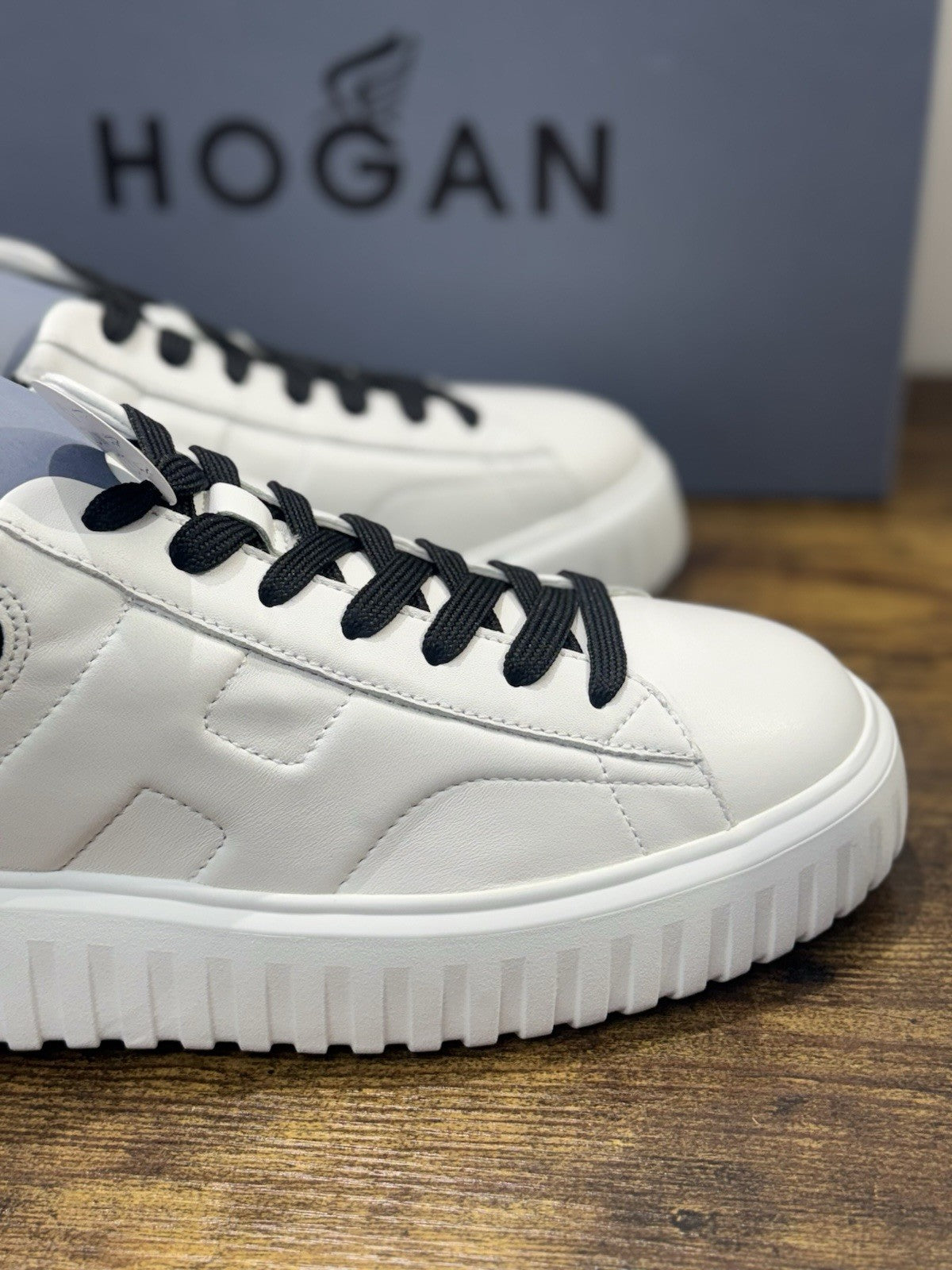 Hogan H-stripes  H Spezzata Pelle Bianca Memory Foam Scarpa Hogan Uomo 42