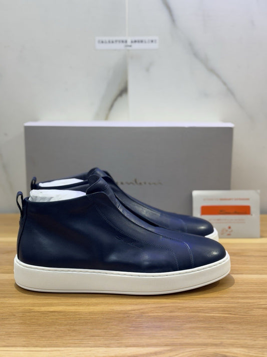 Santoni Icon  High Sneaker Pelle   Blu  Luxury Santoni Scarpa Uomo 42