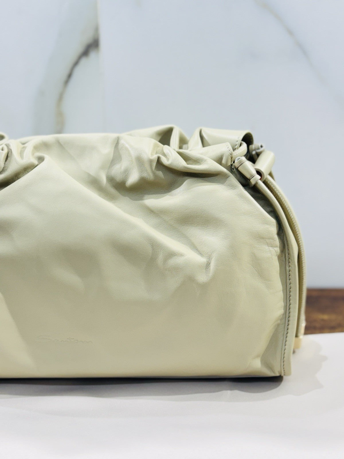 Santoni Borsa Nappa Pelle Verde Luxury Bag Santoni Pochette Donna 
