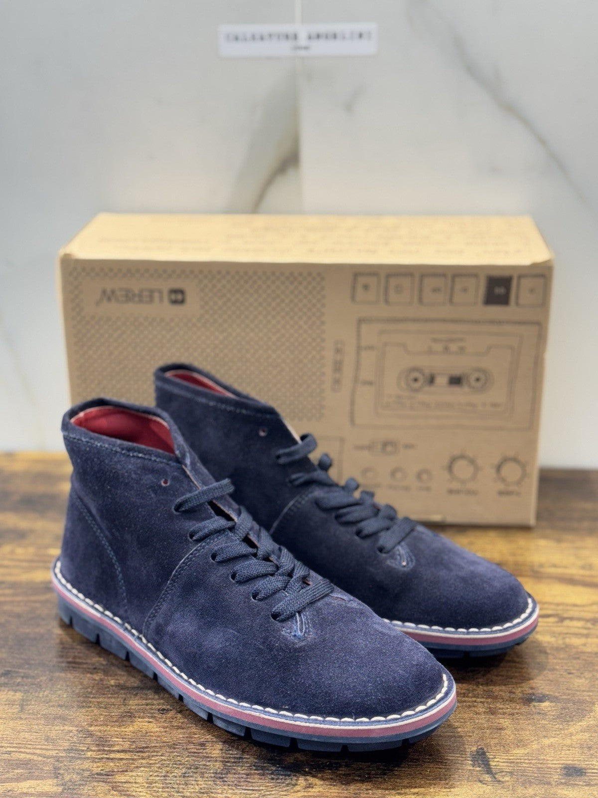 Lerews Polacchino Suede Blu Casual Boot Uomo 40