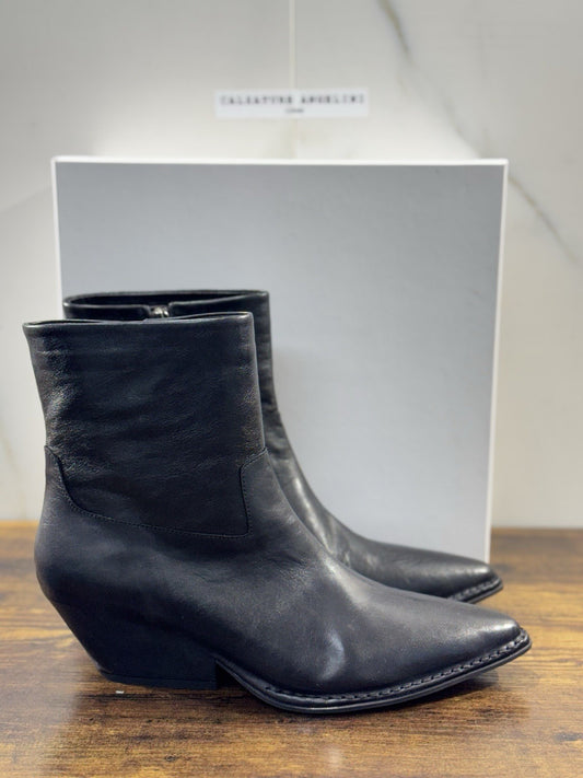 Del Carlo Texano Pelle Nero Luxury Made In Italy Boot Donna 41
