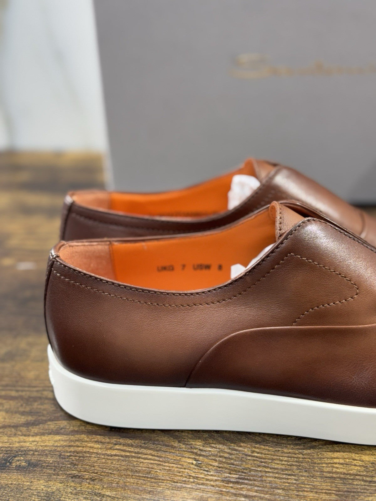 Santoni Scarpa Uomo Pelle Cuoio No Lace Luxury Santoni Uomo 41