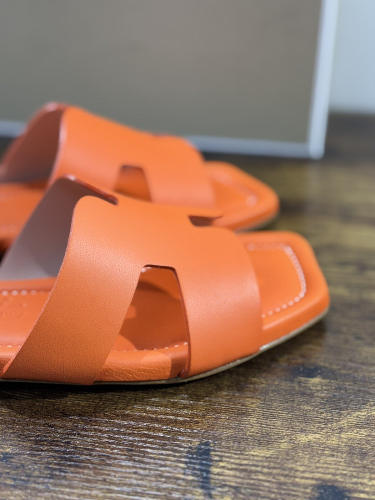 Capri Sandalo Donna In Pelle Arancio   Fatto A Mano In Italia Fondo Cuoio 37