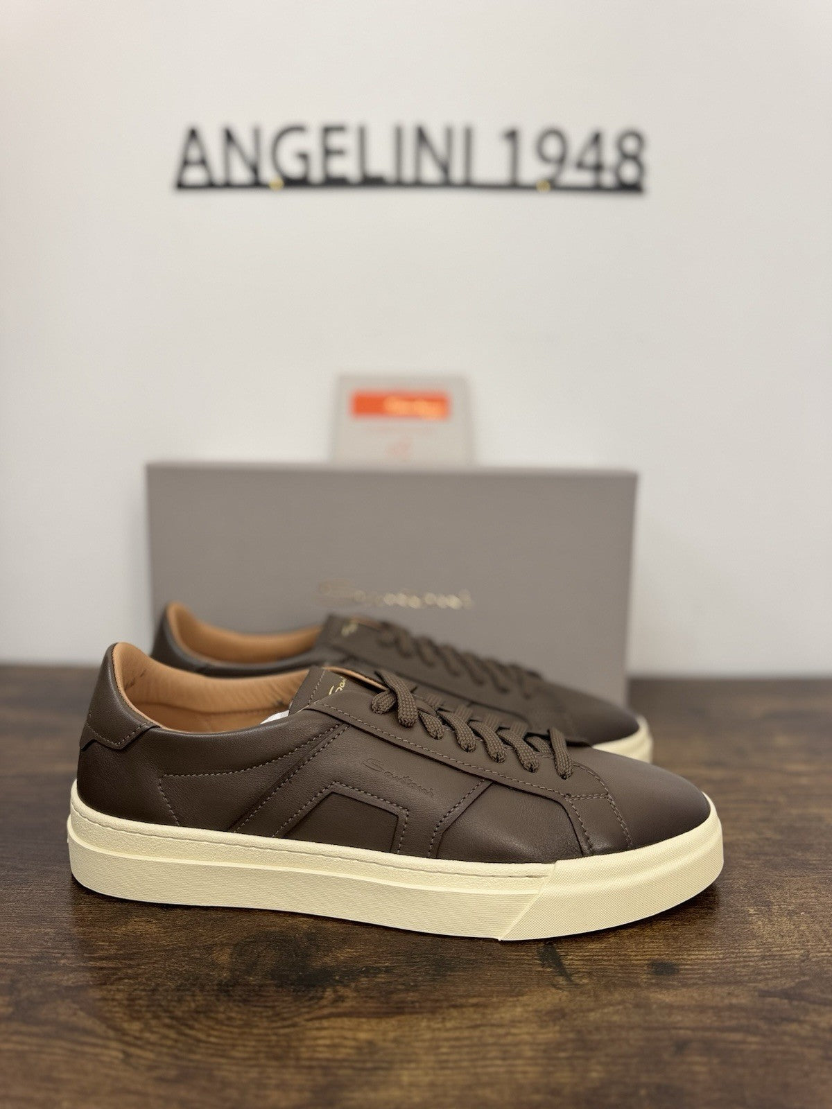 Santoni Sneaker Pelle Marrone Luxury Scarpa Santoni Uomo 45