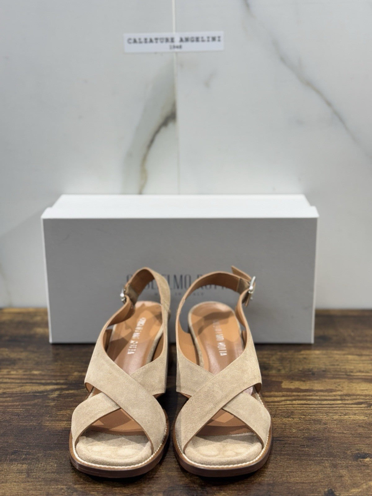 Guglielmo Rotta Sandalo Suede Beige Con Tacco Top Quality Made In Italy Donna 40