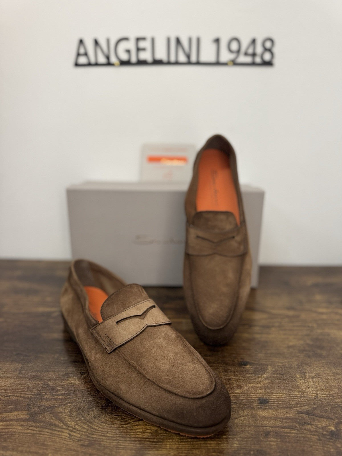 Santoni Mocassino Driver Pelle Suede Marrone  Luxury Scarpa Santoni Uomo 45.5