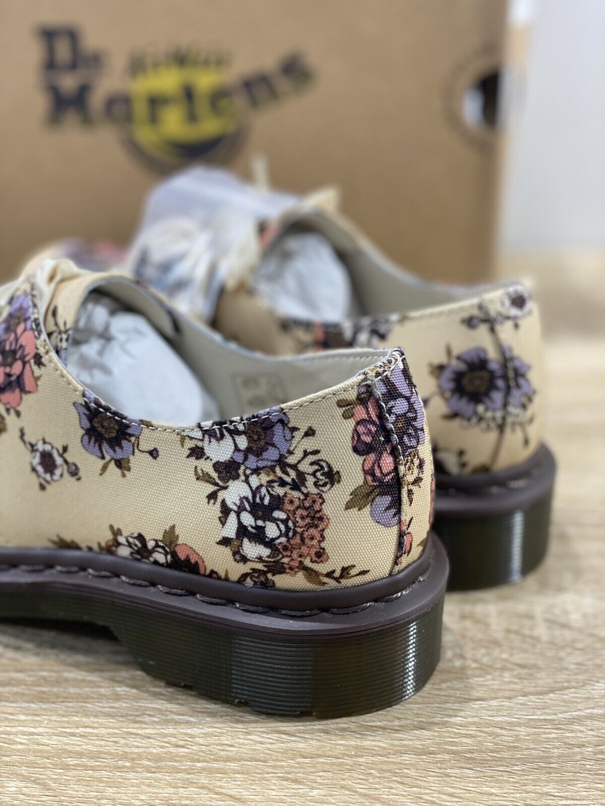 Dr Martens Lester beige floral canvas scarpa Donna original 40