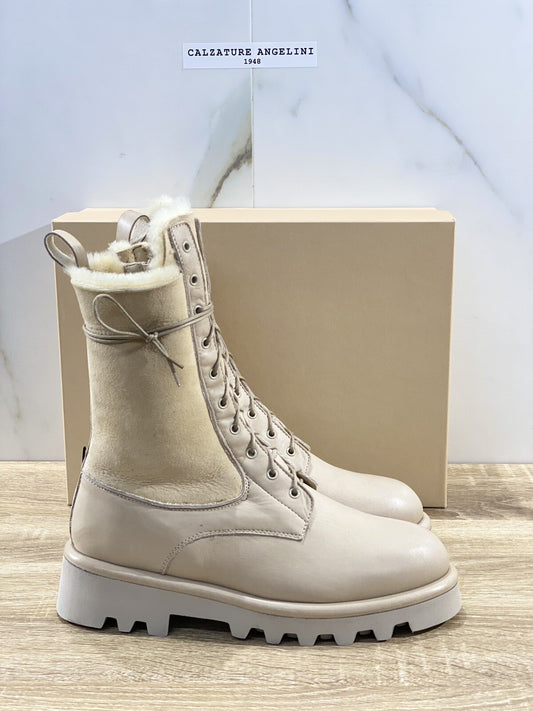 Lorena Paggi Anfibio donna 22254 pelle Suede Sabbia luxury boot Fur 42