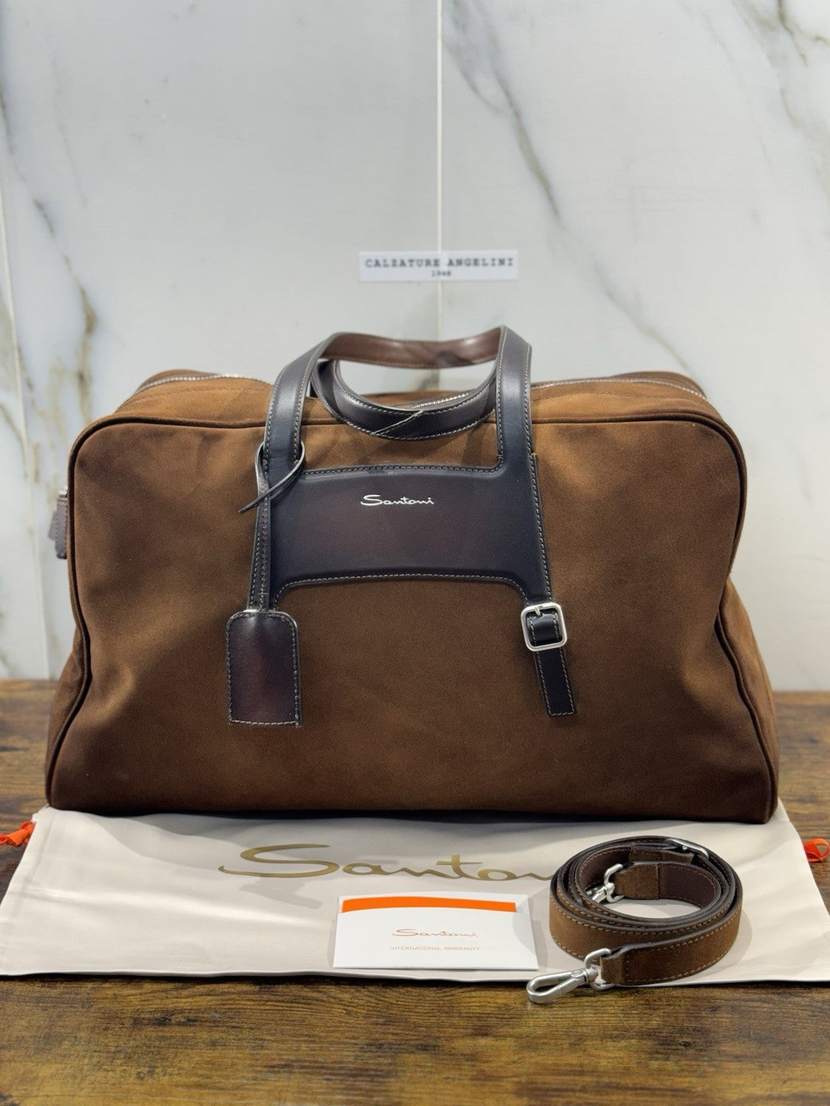 Borsone Weekend Viaggio Santoni Pelle Cuoio    Travel Bag Santoni Men Business
