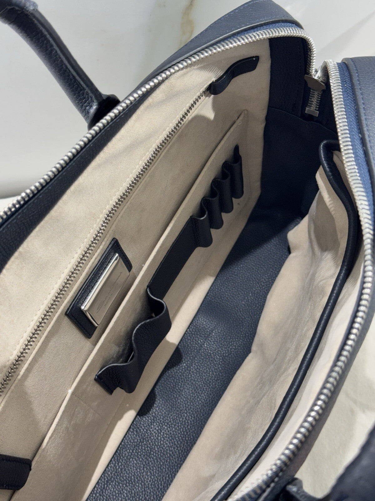 Borsa Santoni Uomo Briefcase Pelle Blu   Luxury Men Bag Santoni Business Work
