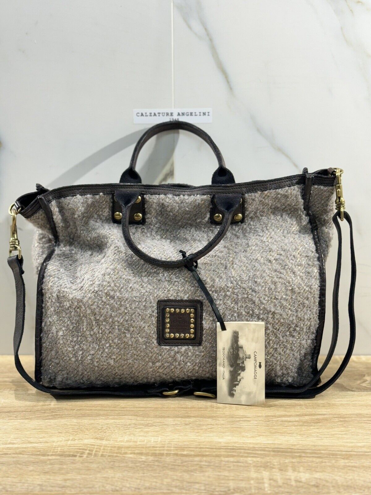 Campomaggi Borsa Donna Shopping Vacchetta Tessuto Nera Grey  Luxury Bag