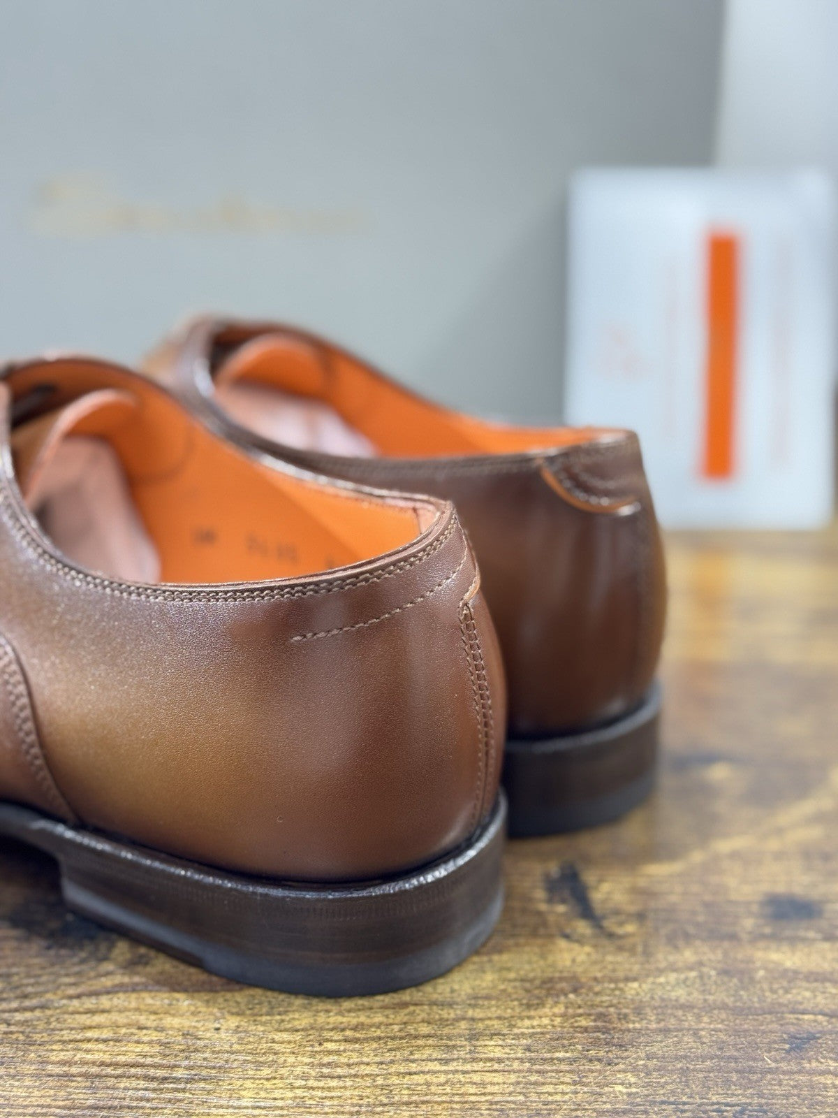 Santoni Stringata Oxford Pelle Cuoio Luxury Santoni Scarpa Uomo 39.5