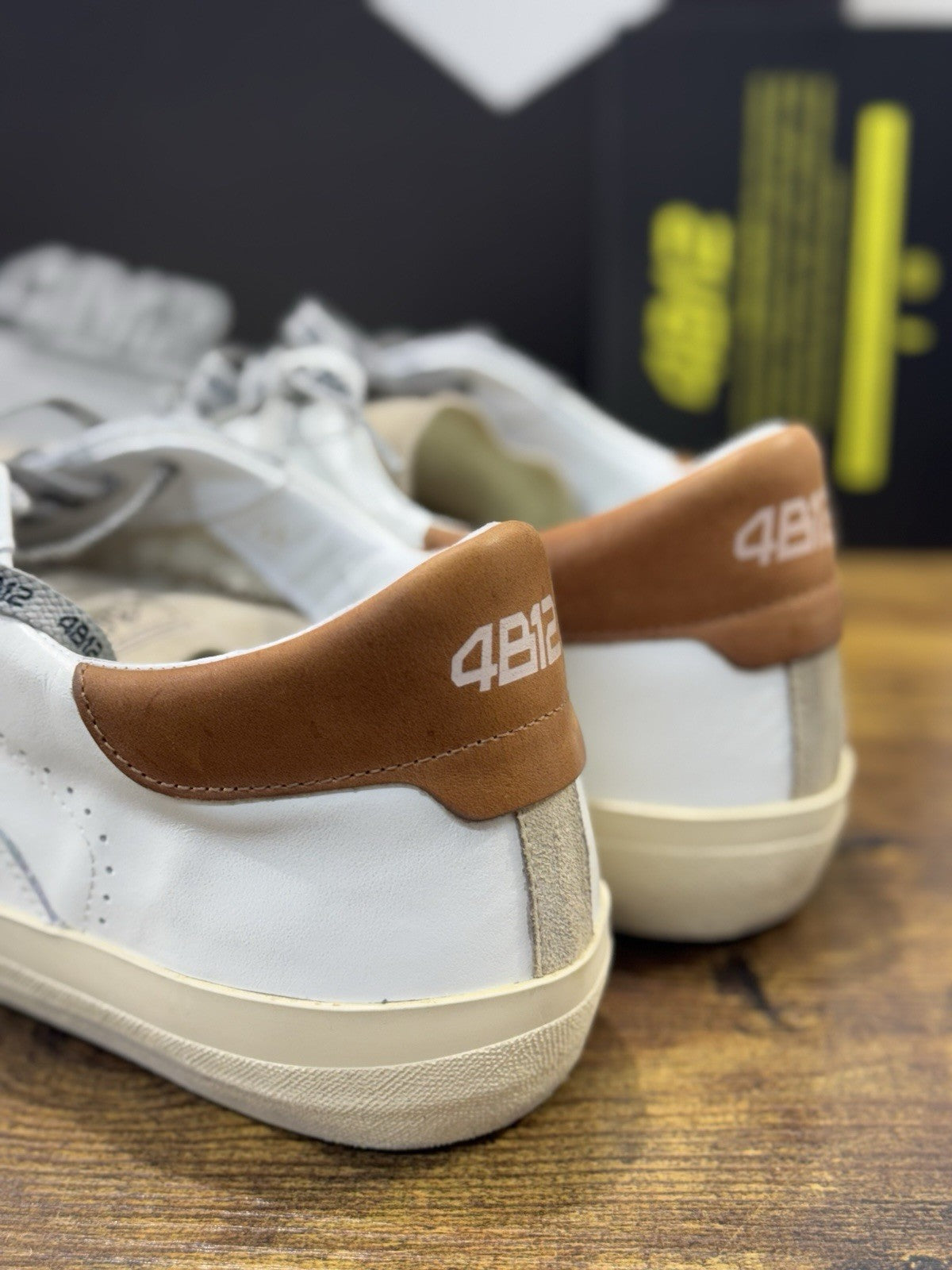 4B12 Sneaker Suprime  Pelle Bianco Beige  Casual Uomo 42