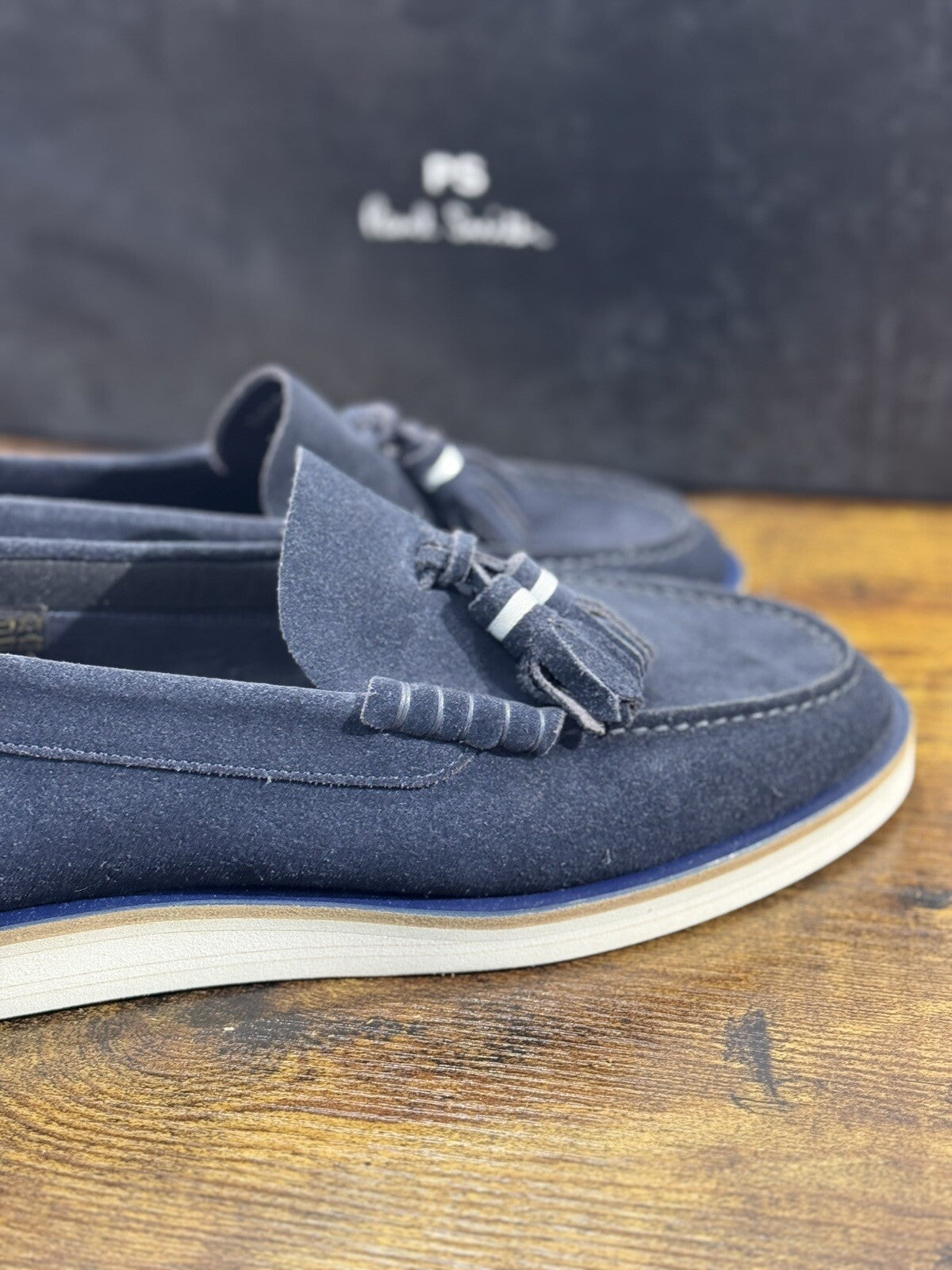 Paul Smith Mocassino Uomo Nappine In Suede Blu Casual Luxury Men Shoe 41