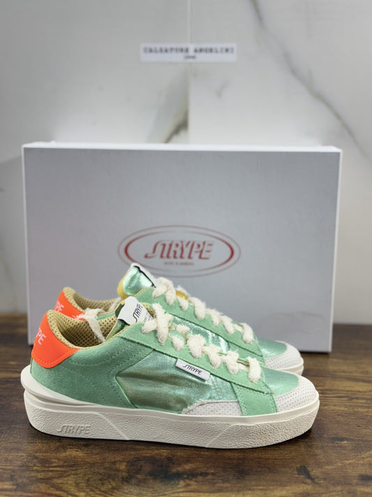 Strype Sneaker Donna  Low Top Pelle  Verde  Casual Woman Shoes 41