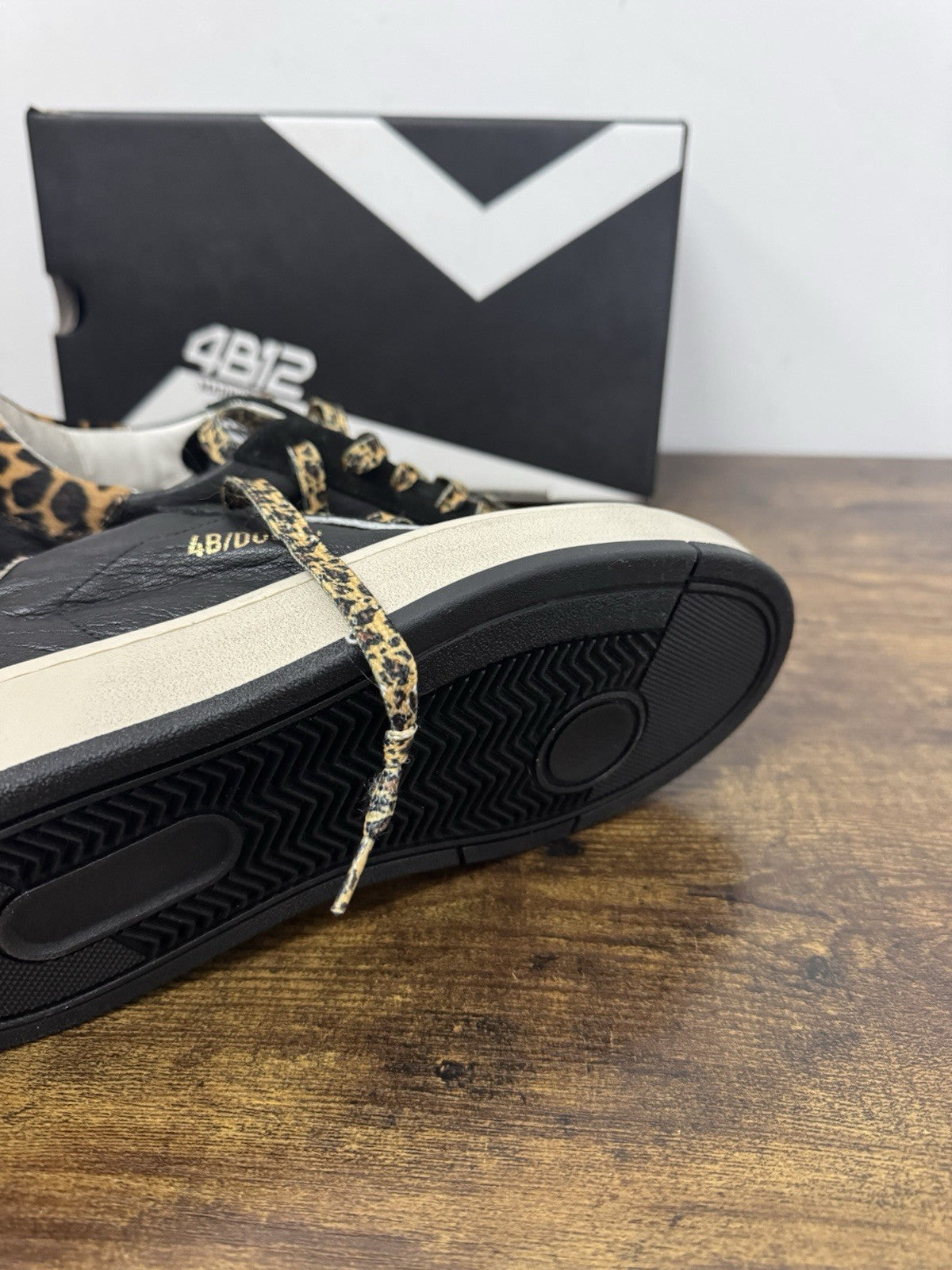 4B12 Sneaker Evo Pelle Nera  Leopard Casual Scarpa Donna 35