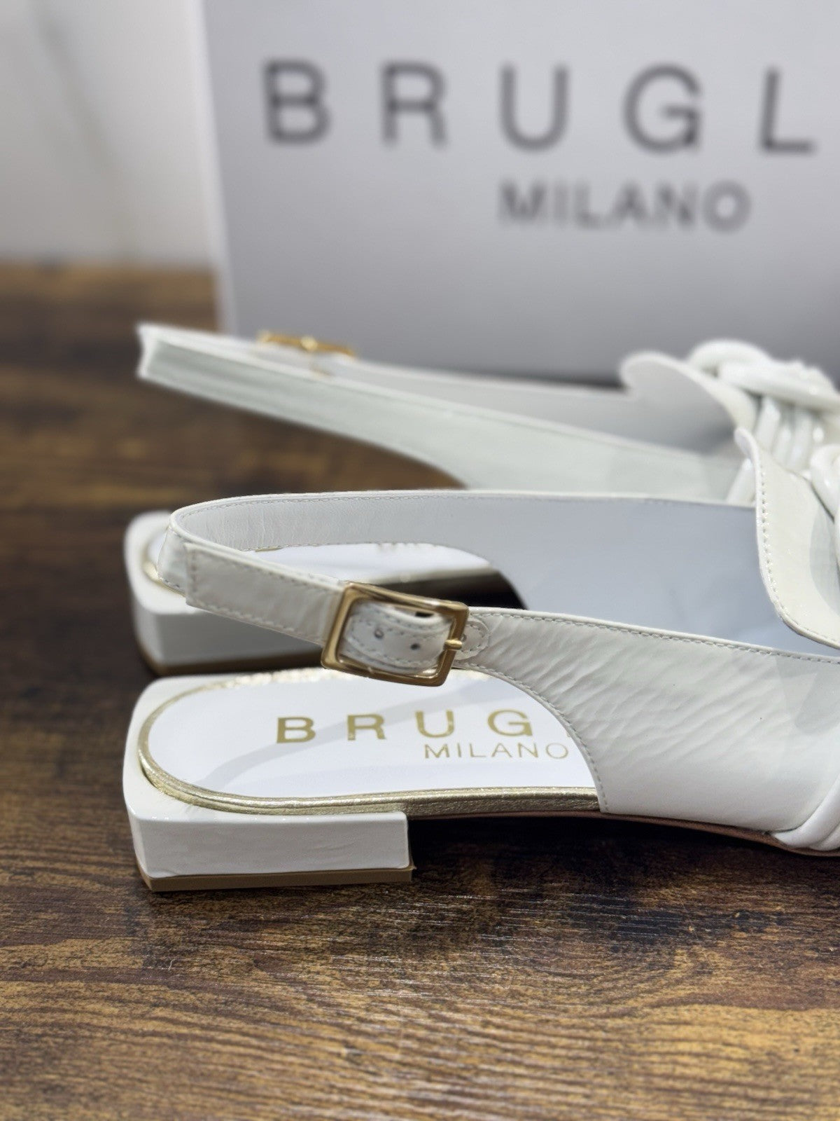 Bruglia Milano Slingback Bianco   Pelle  Top Quality Scarpe Donna 39