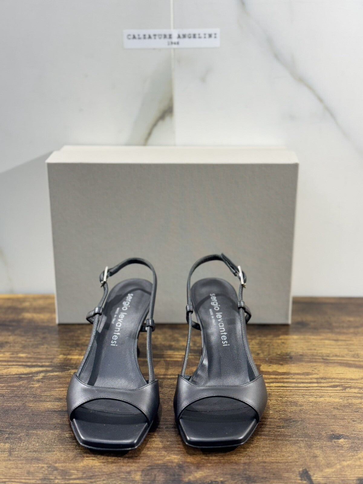 Sergio Levantesi Sandalo Pelle Nera  Ilenia          Luxury Woman Sandal 36.5
