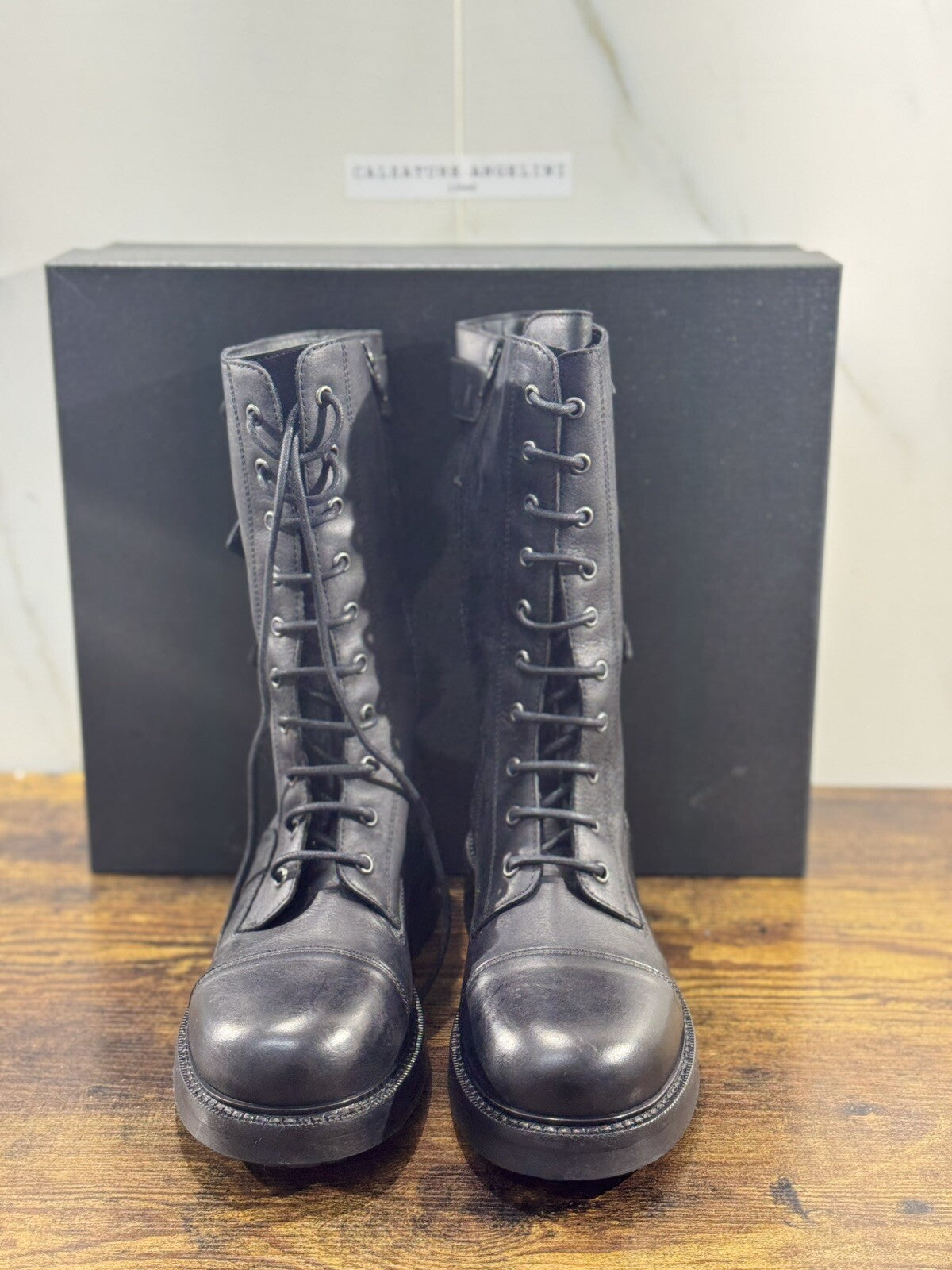 Strategia Biker Anfibio  Donna A5780 Pelle Nero Luxury Biker Boot Woman 41