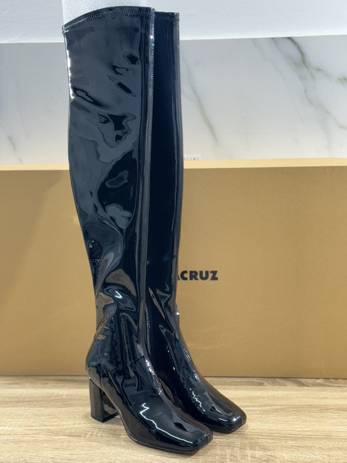 Lola Cruz Stivale Donna Vernice Nero Sopra Ginocchio Casual Woman Boot 37