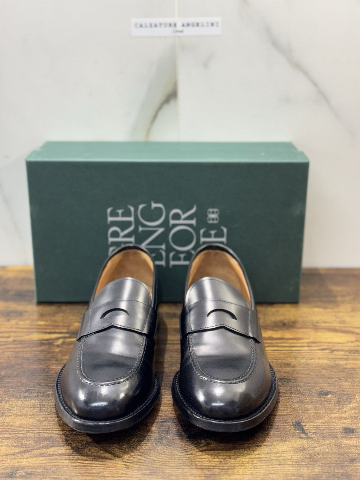 Green George Scarpa Uomo Mocassino   Pelle Nero Luxury Handmade 41.5