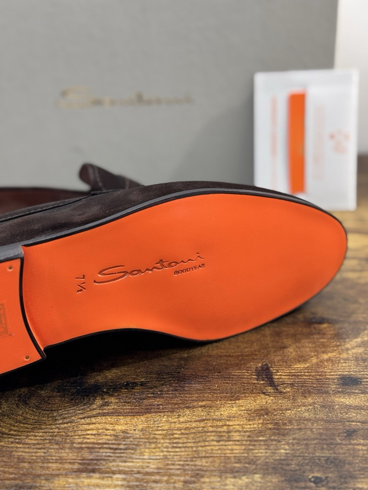 Santoni Mocassino Goodyear Flex Pelle Marrone  Luxury Santoni Scarpa Uomo 41.5