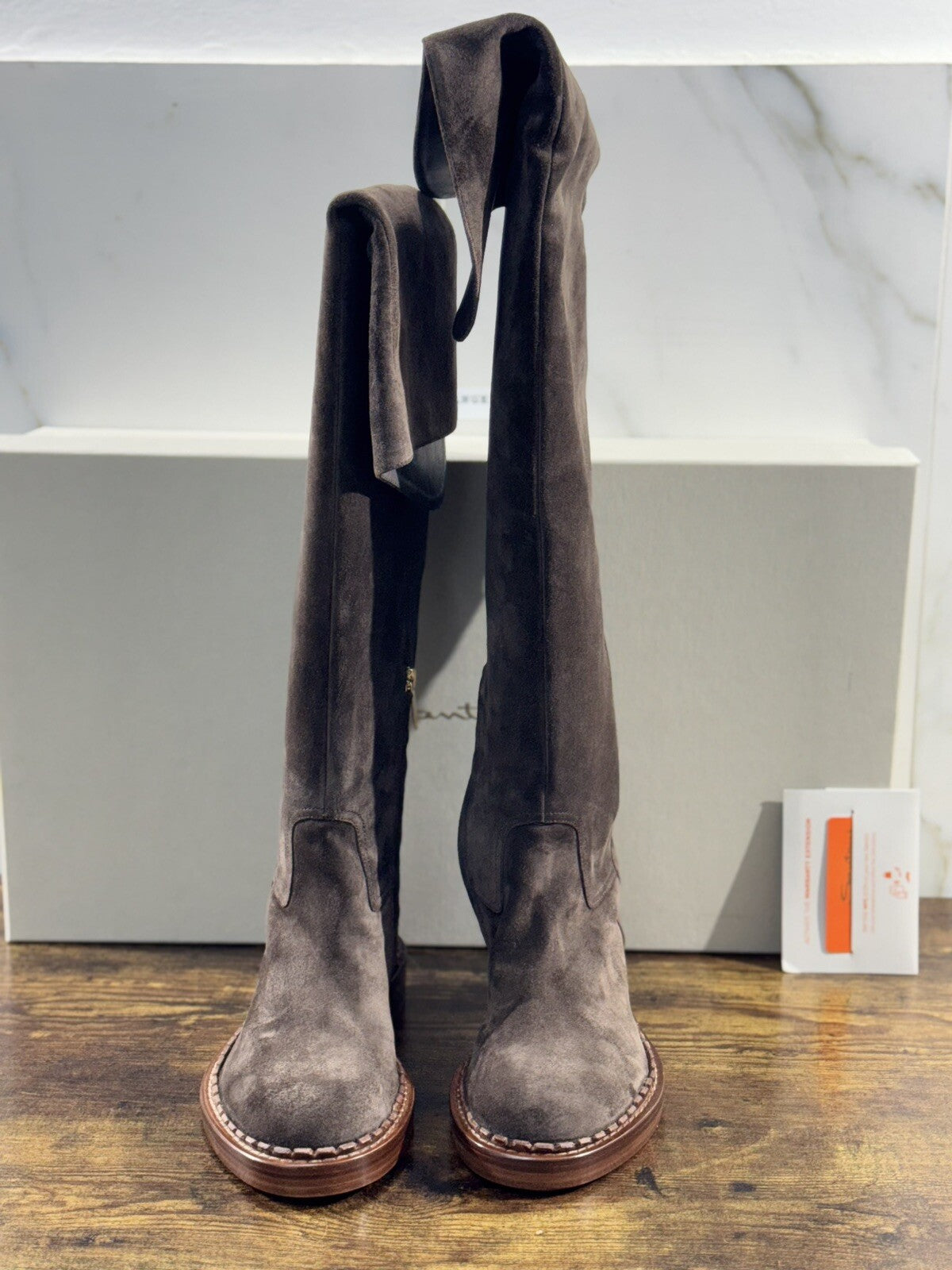 Santoni Stivali Donna In Pelle Suede Testa Moro Luxury Woman Boot Santoni 39.5