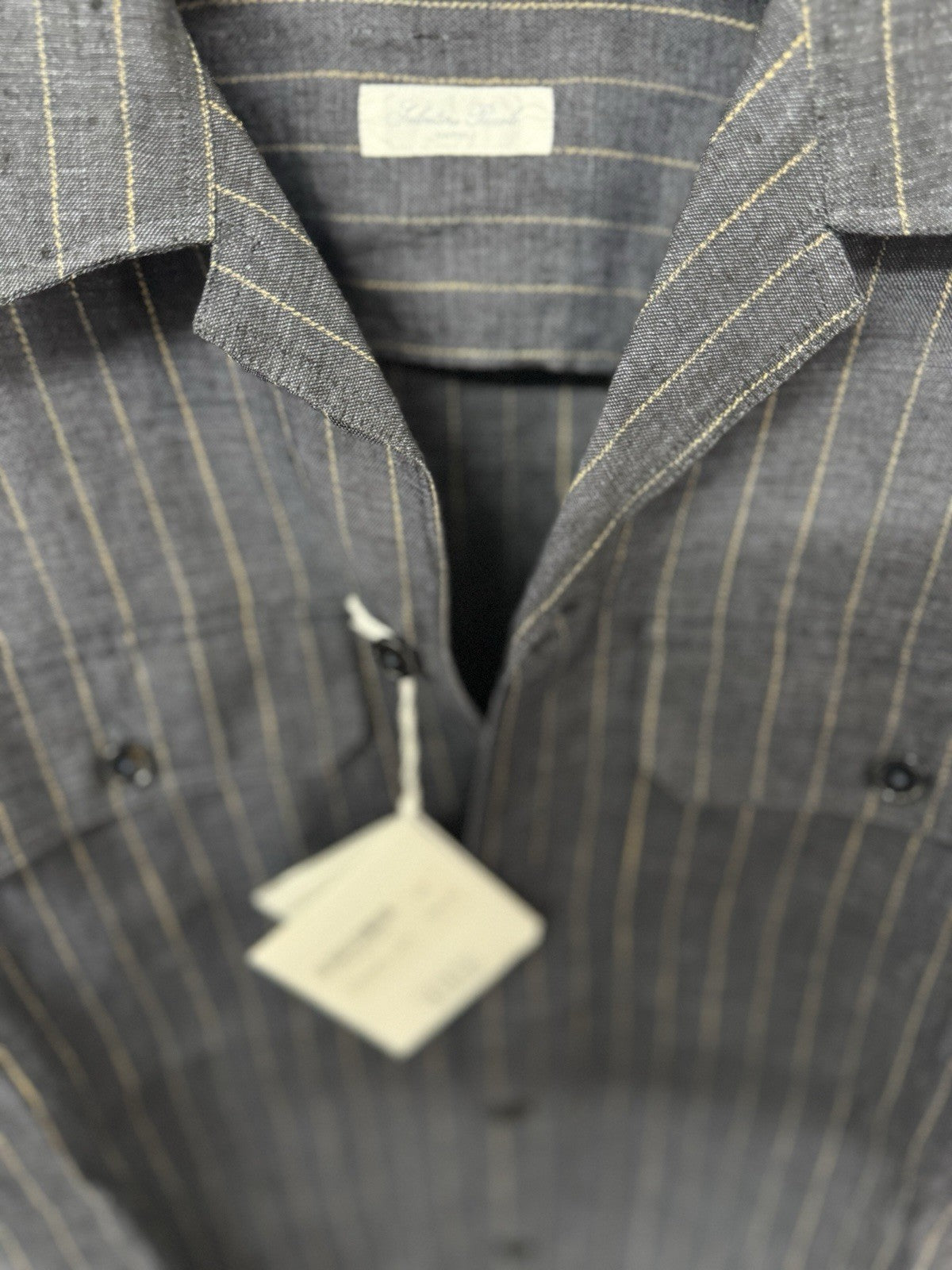 Salvatore Piccolo Napoli Giacca 100% Lino Gessata Blu Luxury Made In Italy L