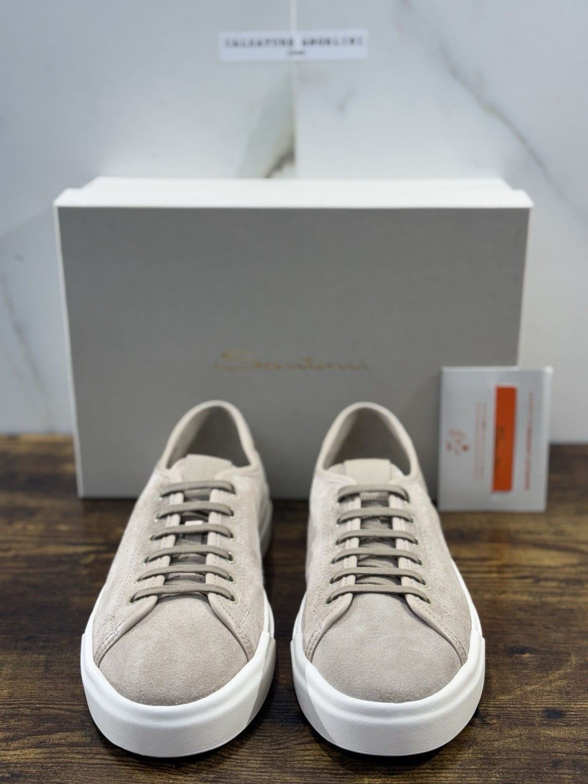 Santoni Sneaker Icon Pelle Suede Beige   Luxury Santoni Scarpe Uomo 43