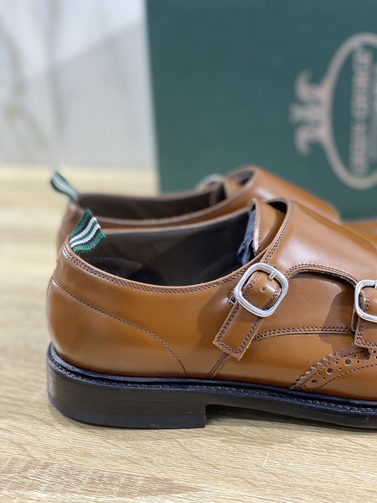 Green george  uomo 7069  in pelle Cognac Double Monk Polished  42