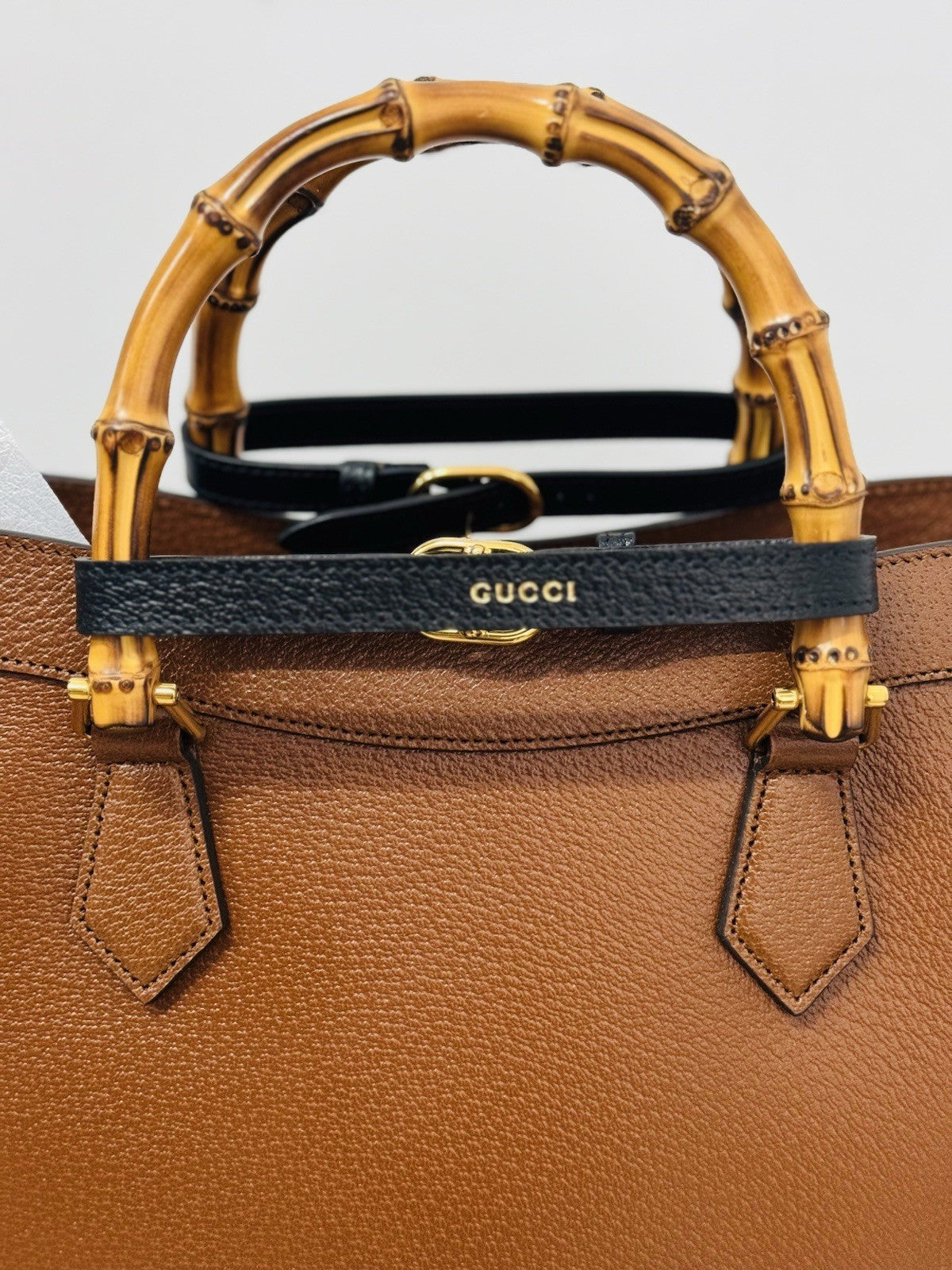 Gucci Diana Media  Tote Bag Bamboo Luxury Borsa Pelle Cuoio Gucci Icon Donna