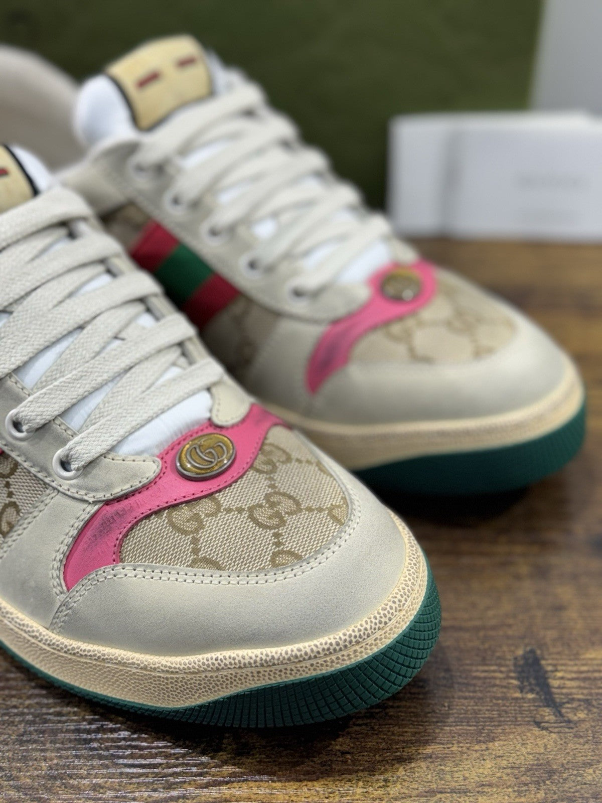 Gucci Screener Sneaker Pelle Rosa Luxury Gucci Shoes Donna 41.5