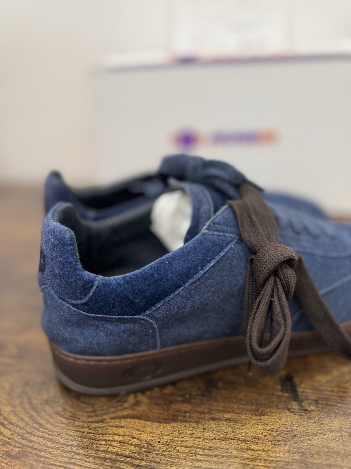 Soldini Sneaker Cachemere  Blu  100% Made In Italy Causal Uomo 42