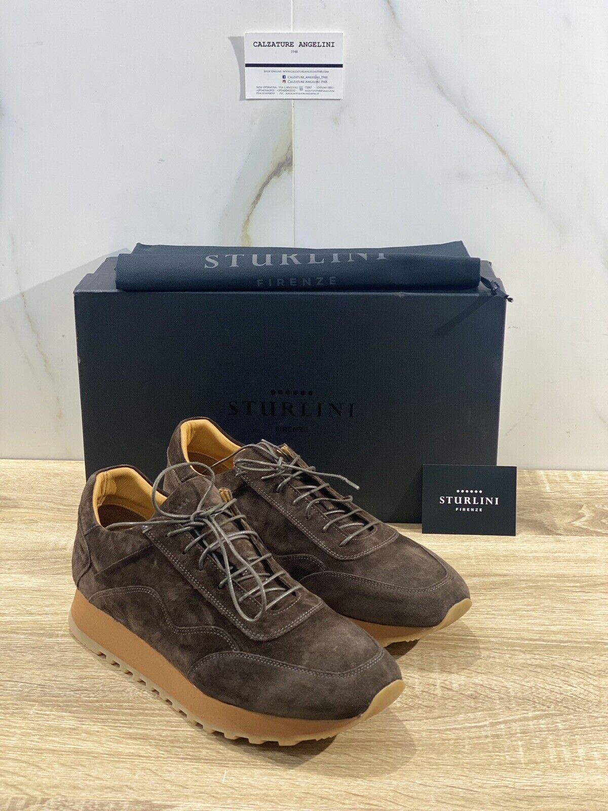 Sturlini Firenze scarpa uomo sneaker running suede Ebano heritage handmade 41