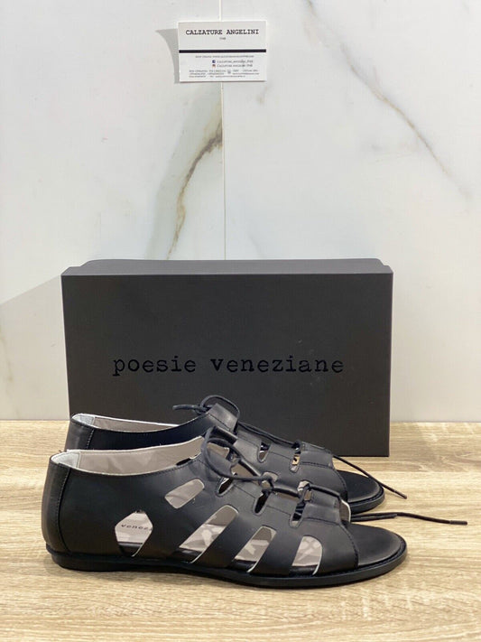 Poesie Veneziane Sandalo donna  Pelle Nera  Tarr1521    made in italy 39