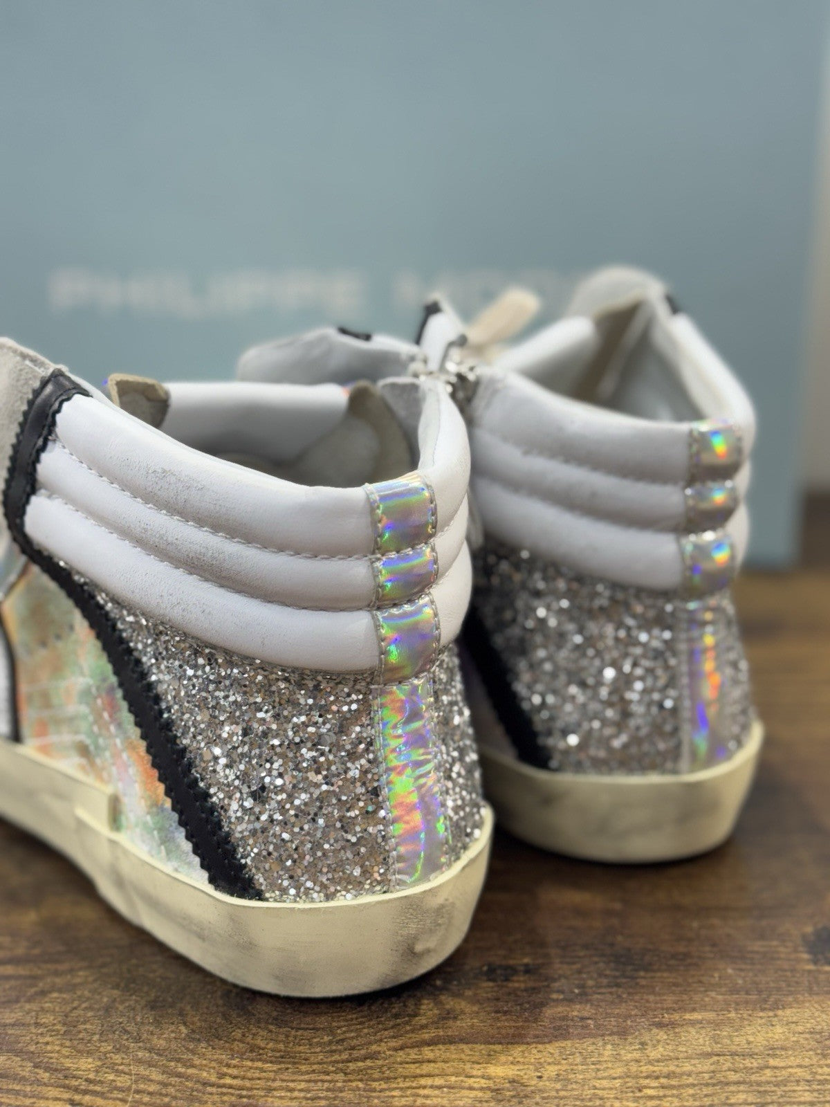 Philippe Model Paris High Top  Sneaker Pelle Silver  Donna 40