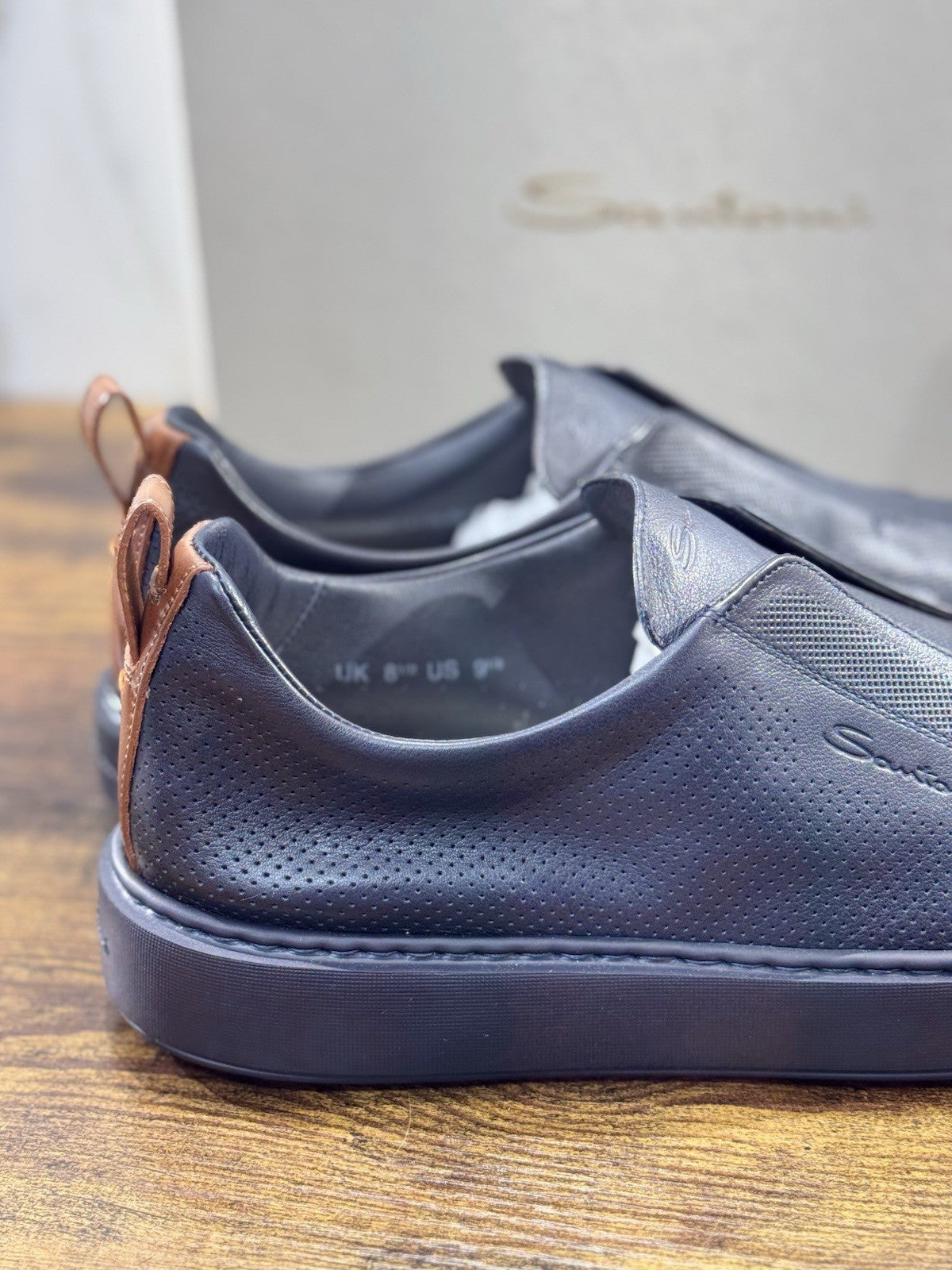 Santoni Sneaker No Lace Pelle Blu Icon Santoni Scarpe Uomo 42.5