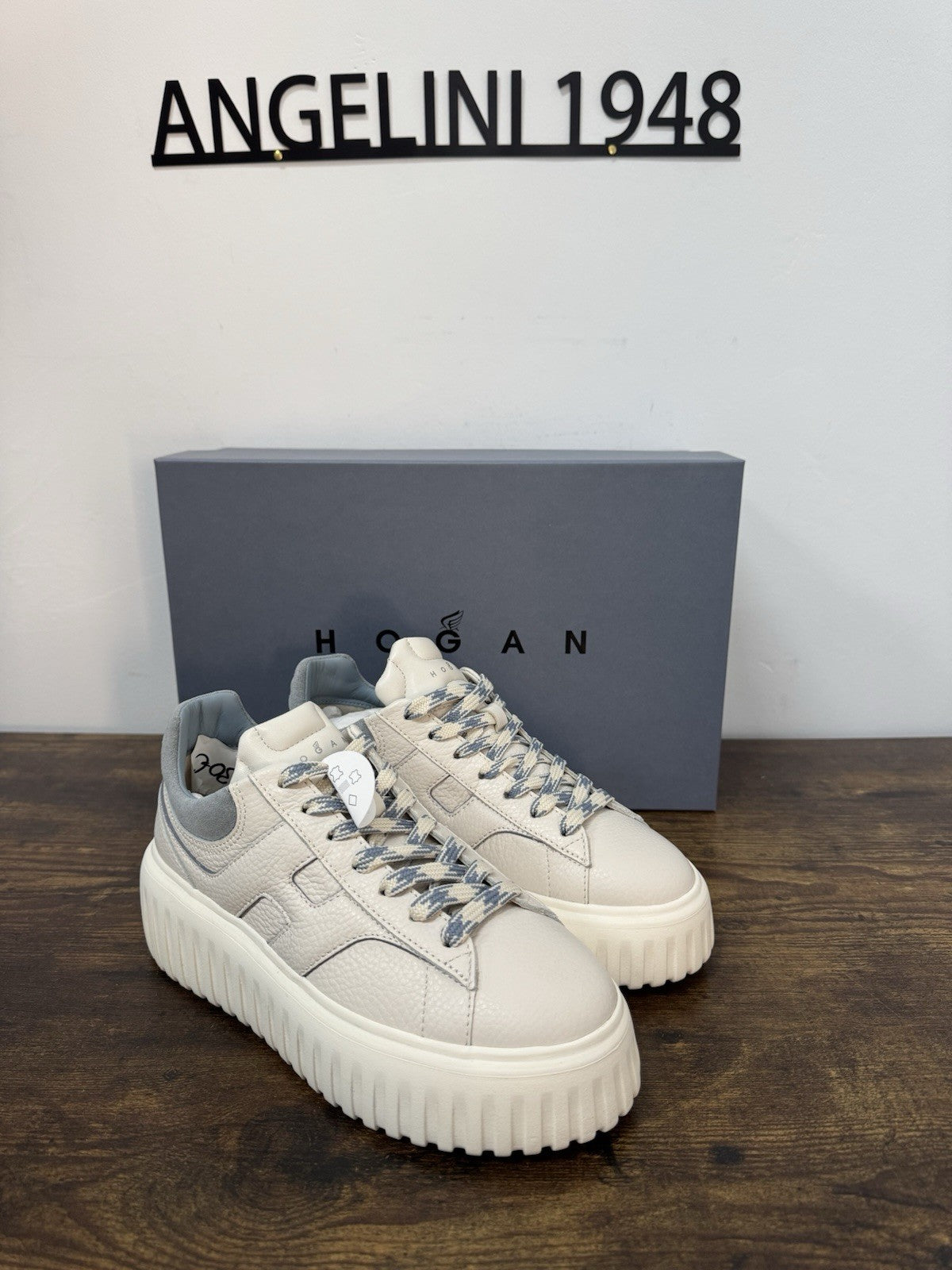 Hogan H Stripes Pelle Bianco Celeste  Casual Hogan Donna 35