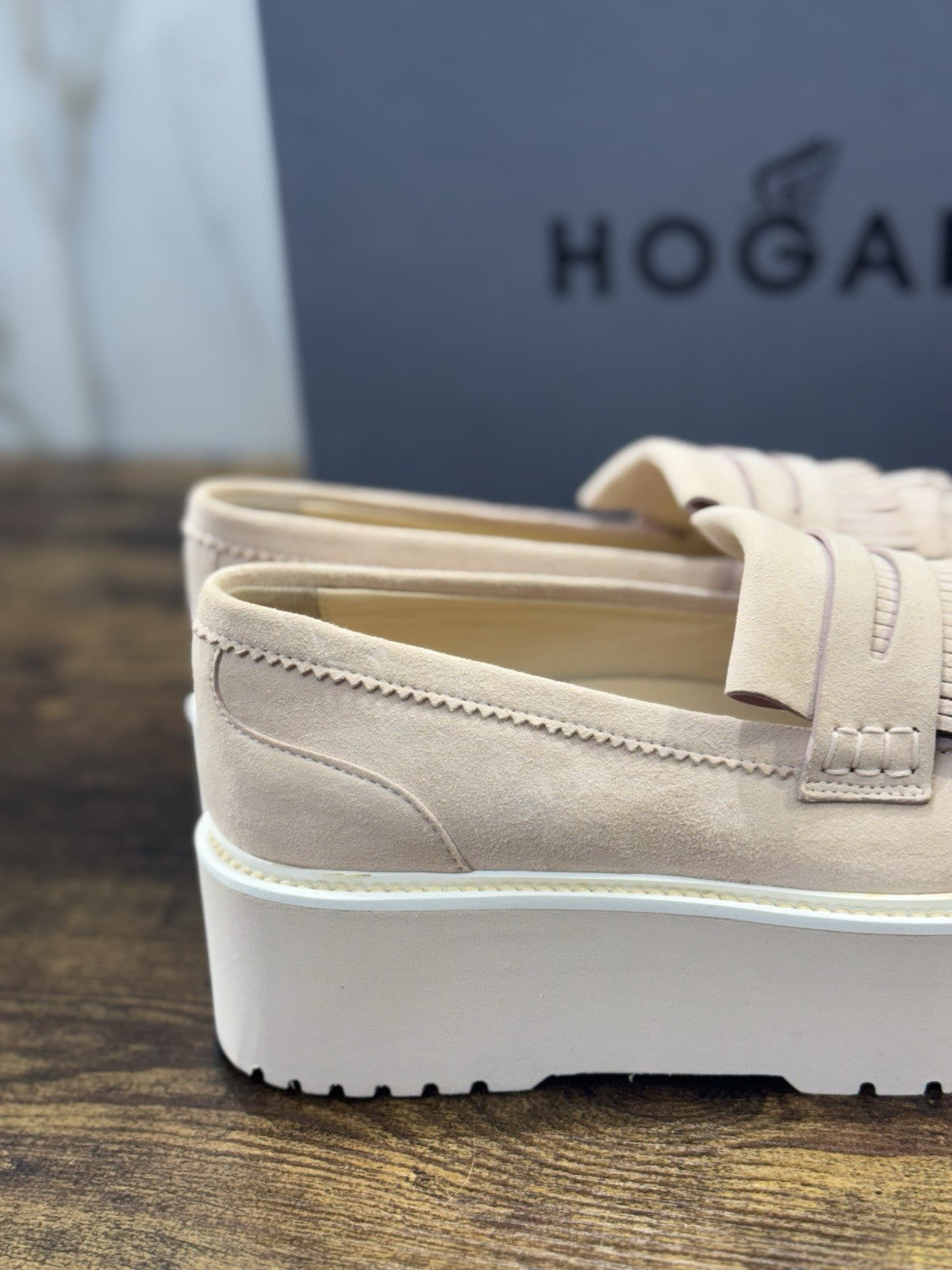 Hogan Mocassino H355 Suede Light Pink Extra Light Zeppa Casual Hogan Donna 36