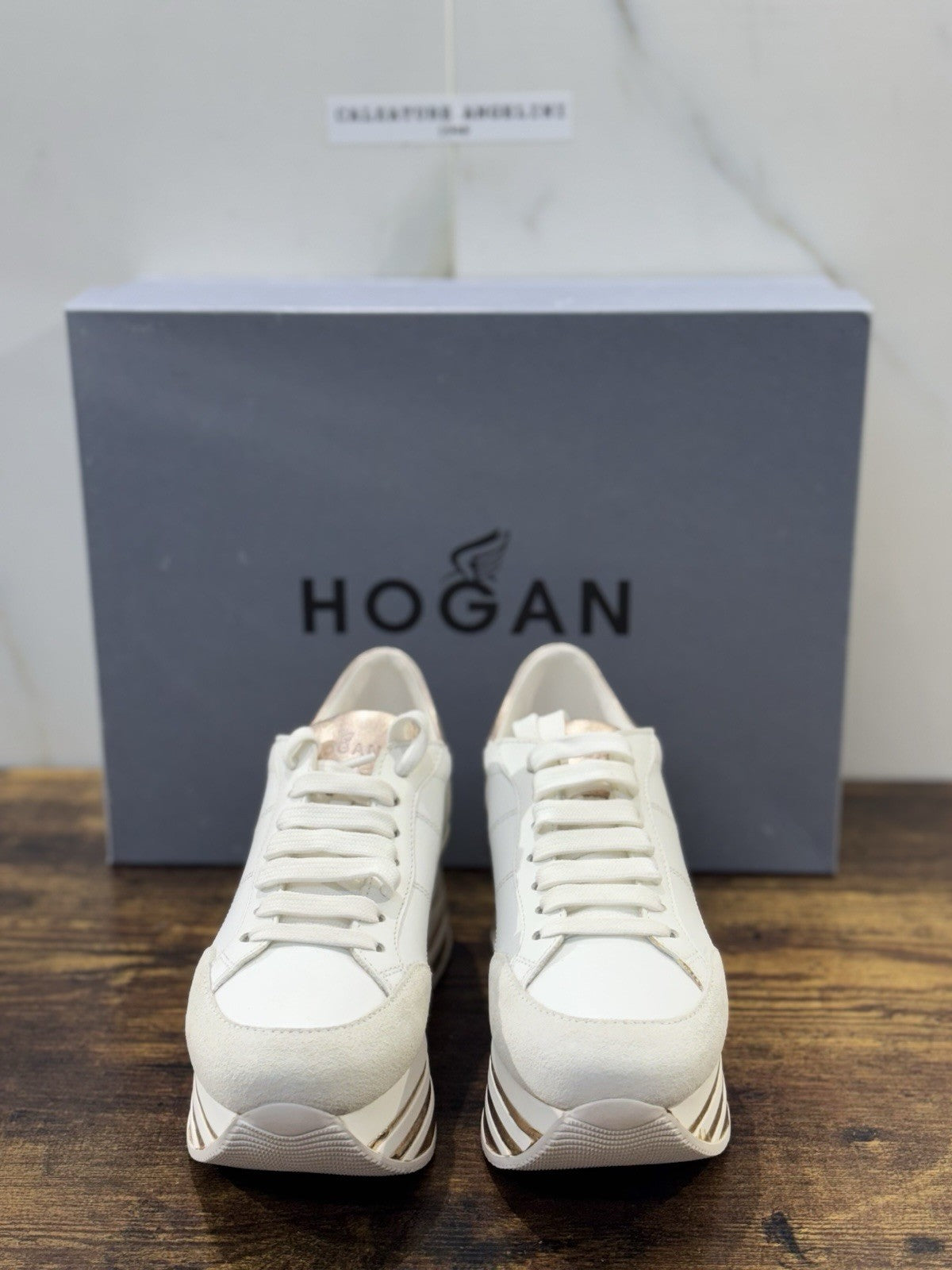 Hogan H283 Sneaker Zeppa Pelle Bianca  Casual Hogan Donna 38.5