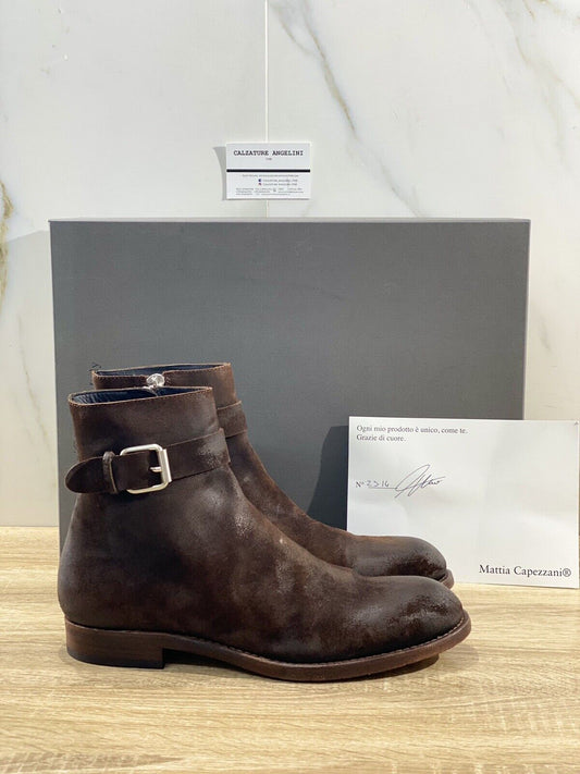 Mattia Capezzani Beatle Uomo 1930  In Crosta  Caffè  Luxury Handmade Boot 44