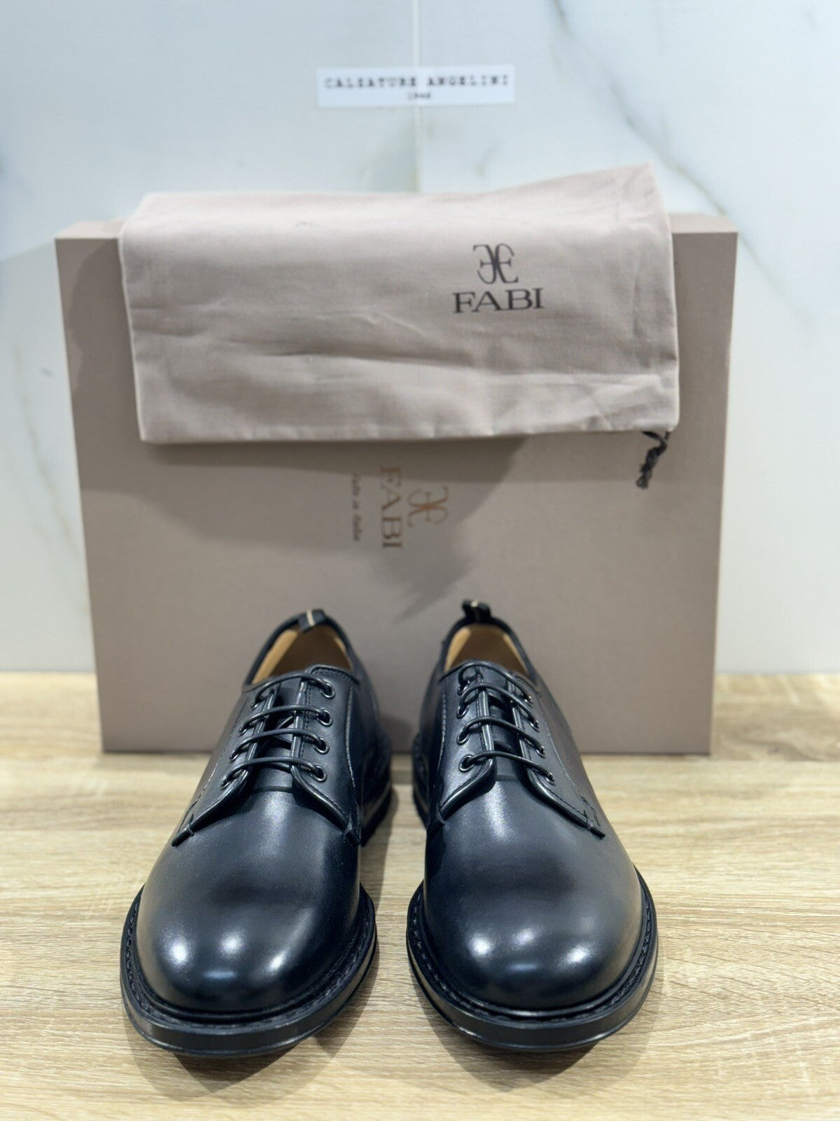 Fabi Scarpa Derby Uomo Pelle Nera Luxury Handmade Fabi Handmade Lace Up 41